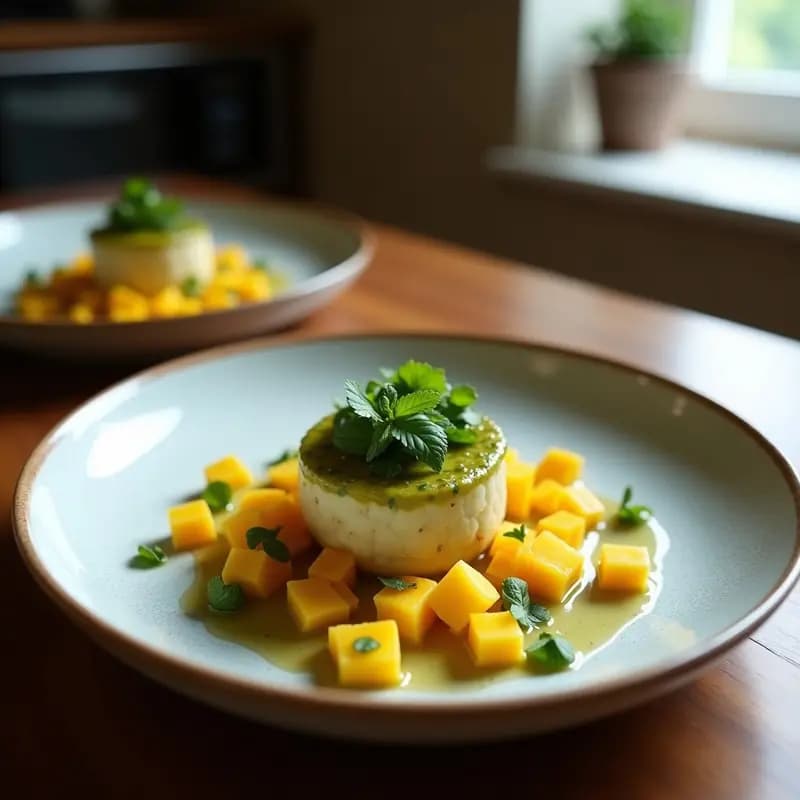Tartar de Tomate Verde y Mango con Vinagreta de Hierbas Provenzales: Entrante Francés Sin Cocción