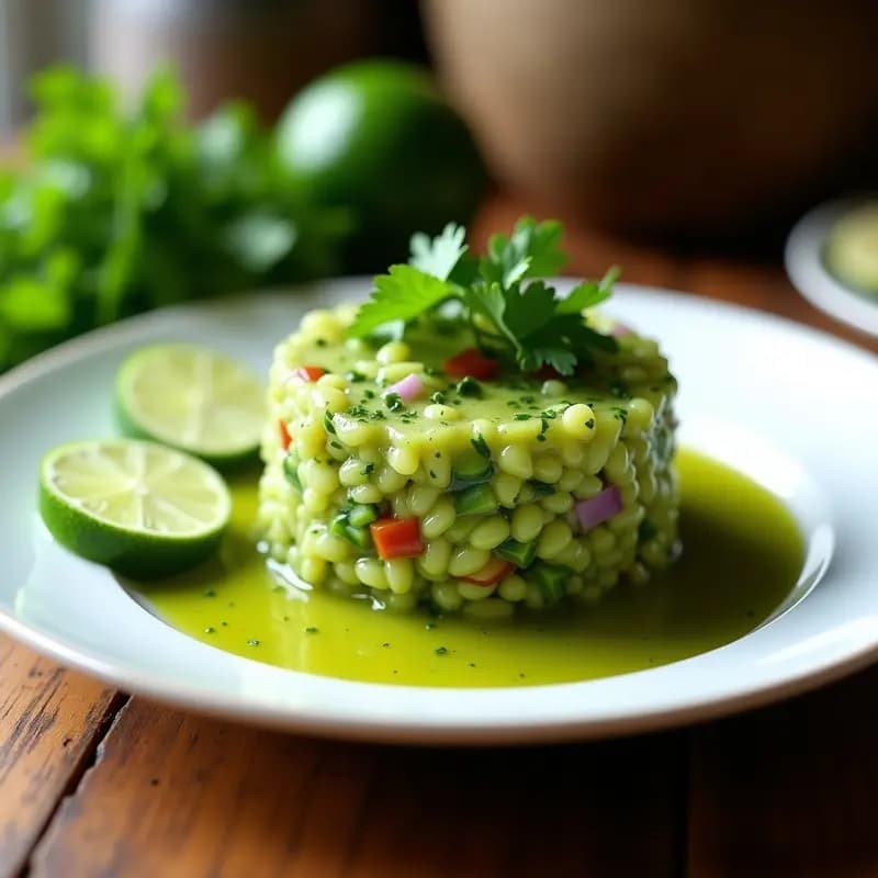 Tartar de Tomate Verde y Pepino con Vinagreta de Lima y Cilantro: Entrante Colombiano Fresco