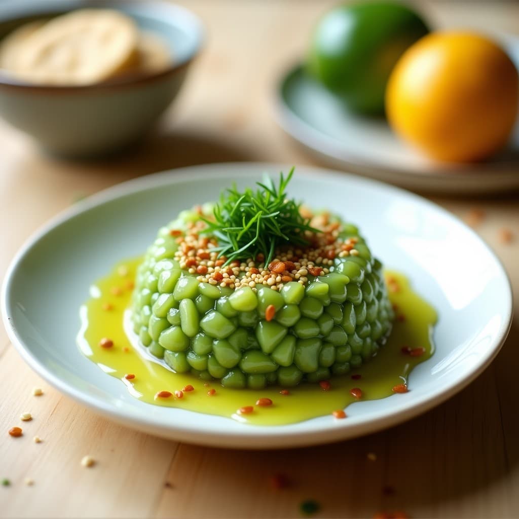 Tartar de Tomate Verde y Algas Wakame con Vinagreta de Yuzu: Receta Japonesa Crudivegana y Detox