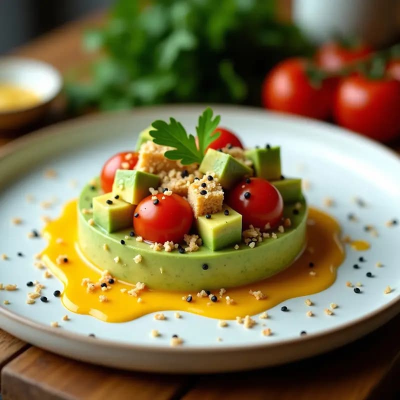 Tártara de Aguacate y Tomate con Vinagreta de Mango: Entrante Vegano y Crujiente