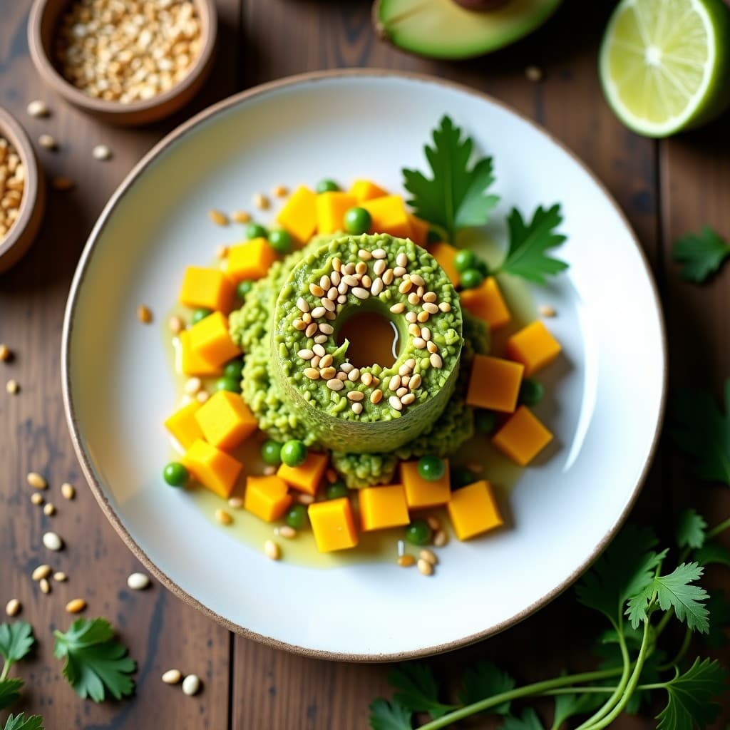 Tartare de Aguacate y Mango con Crujiente de Sésamo: Entrante Vegano y Crudivegano