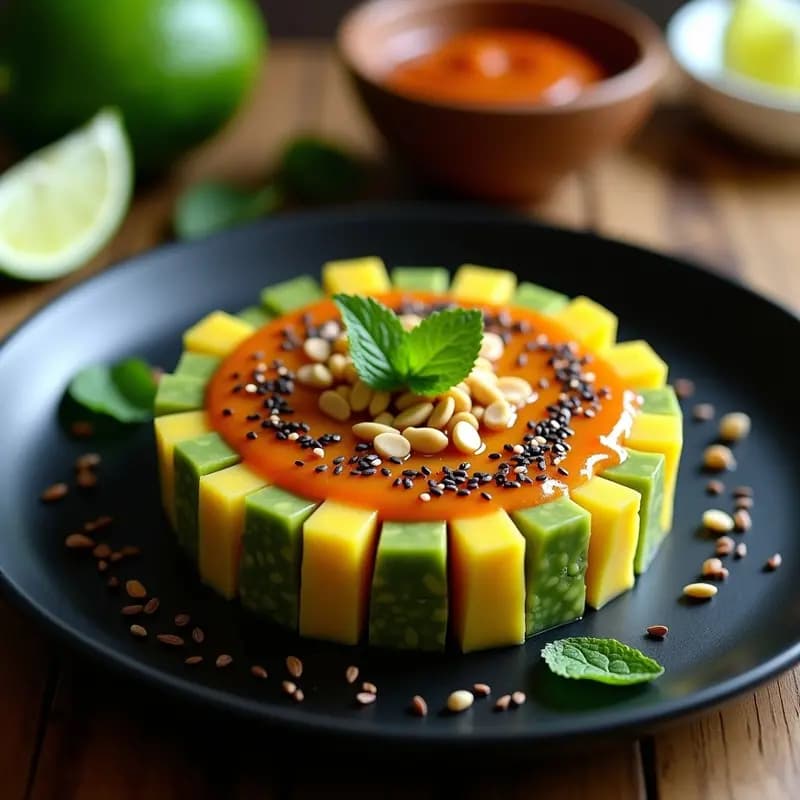 Tartare de Aguacate y Mango con Salsa de Tamarindo: Entrante Tailandés Vegano y Exótico