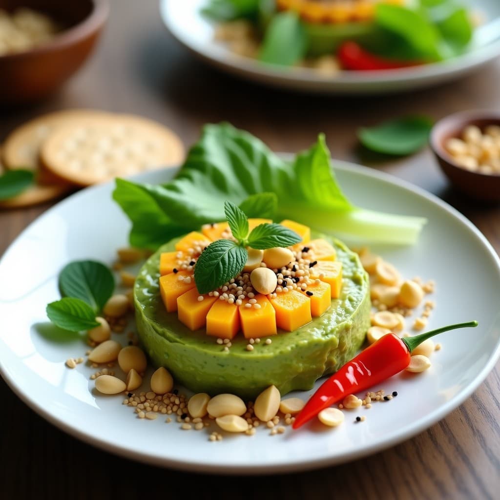 Tartare de Aguacate y Mango con Crujiente de Semillas de Sésamo: Receta Thai Vegana