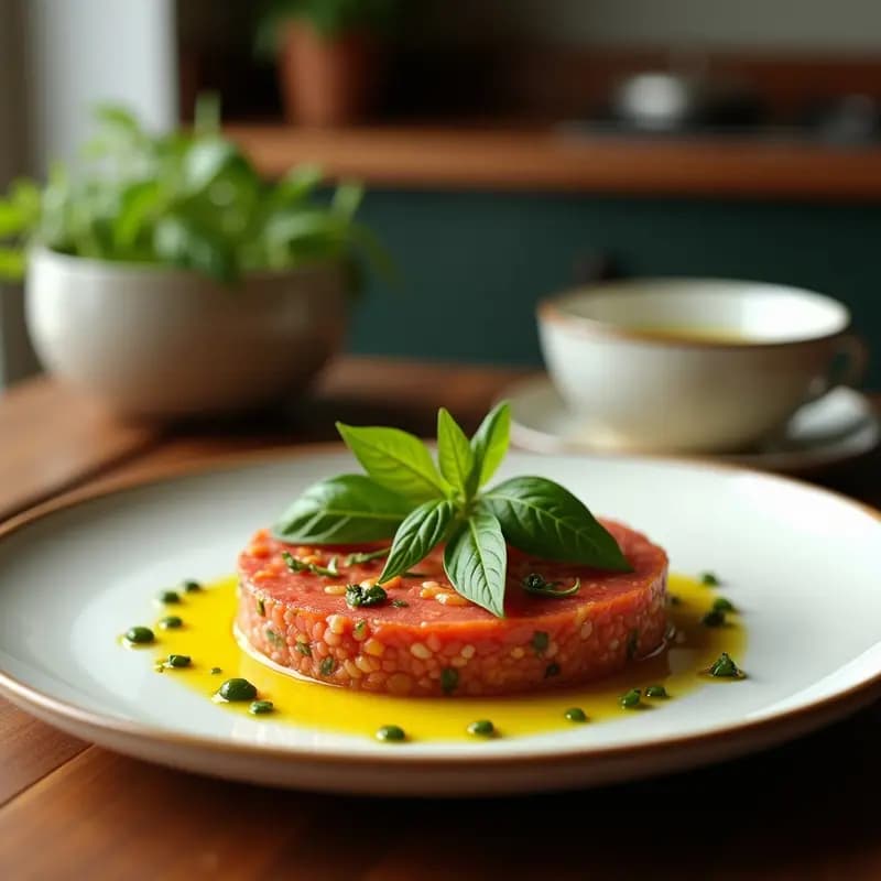 Tartare de Aguacate y Tomate con Vinagreta de Aceite de Oliva y Albahaca: Receta Mediterránea Vegana
