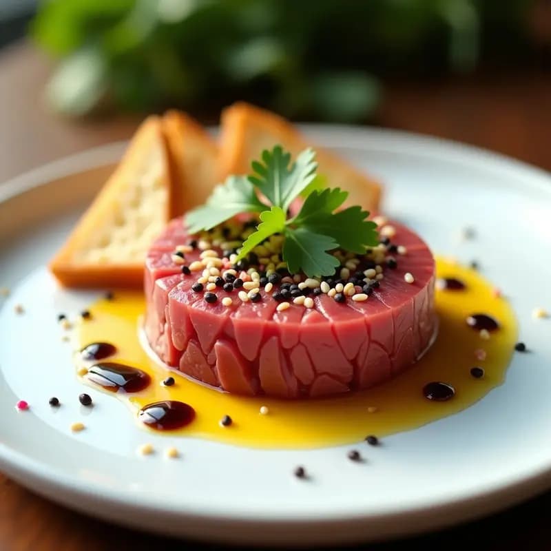 Tartare de Atún Rojo con Aceite de Sésamo y Aguacate: Entrante Francés con Toque Asiático