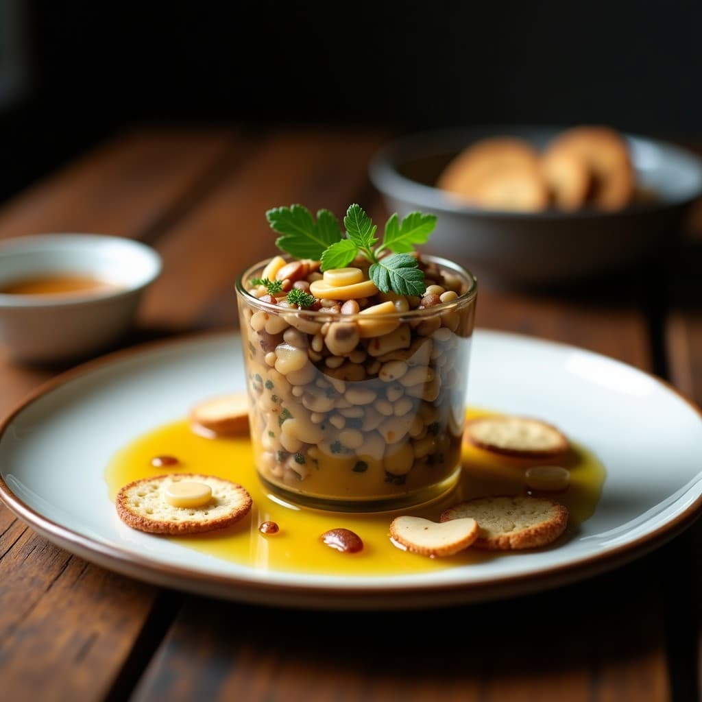Tartare de Champiñones Portobello con Vinagreta de Mostaza de Dijon y Miel de Agave: Entrante vegano gourmet