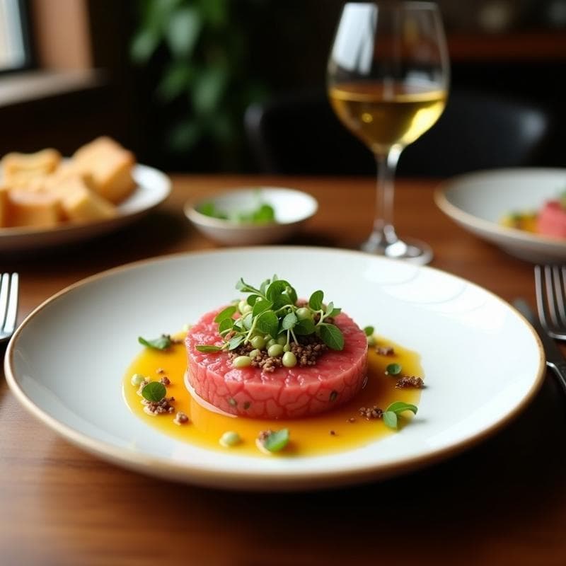 Tartare de Remolacha y Manzana Verde con Aliño de Mostaza de Dijon: Entrante Francés Vegano