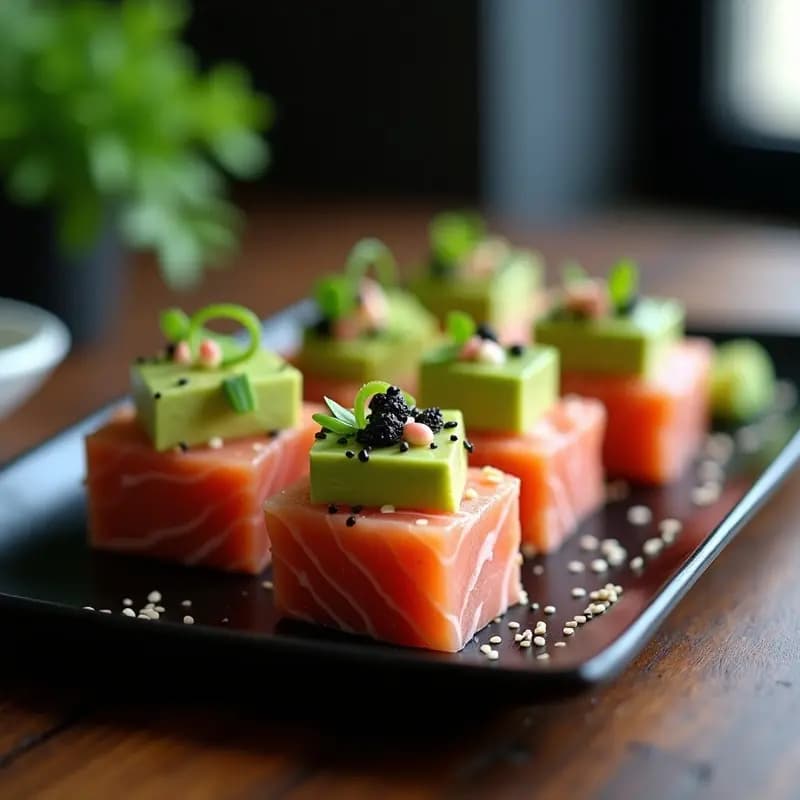 Tartare de Salmón con Aguacate y Vinagreta de Wasabi: Entrante Japonés Fresco