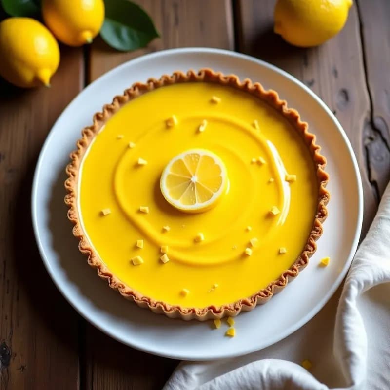 Tarte au Citron Vegana con Base de Avellanas: Postre Francés Sin Lactosa y Sin Azúcar