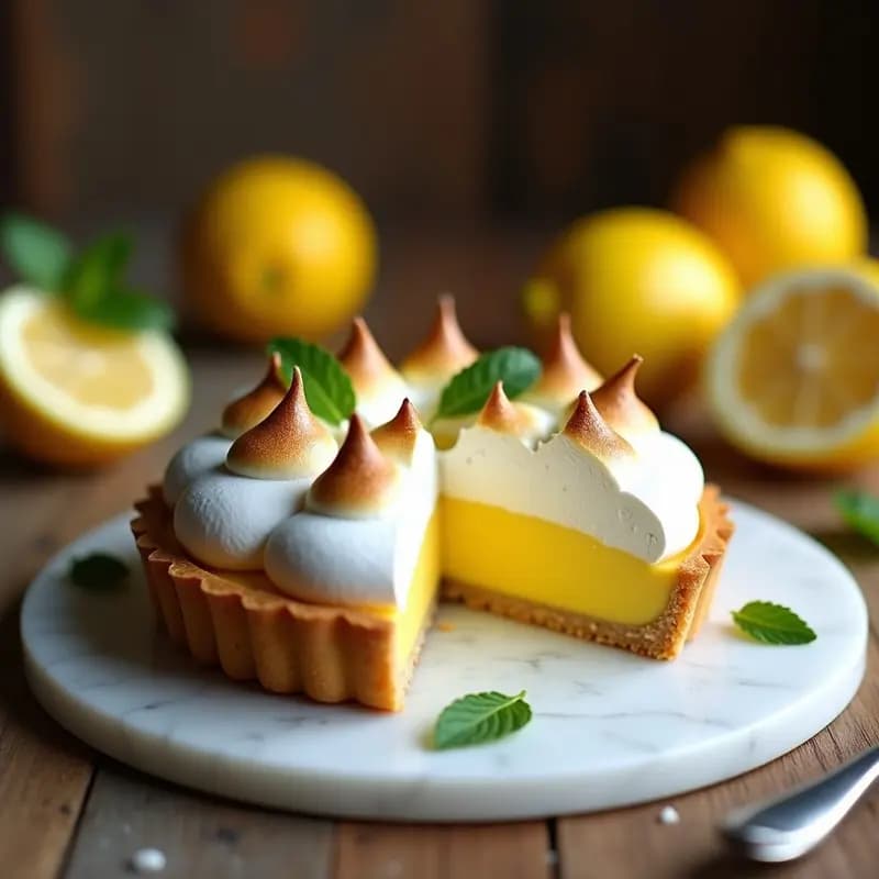 Tarte au Citron Francesa con Merengue Italiano: Pastel de Limón Cremoso y Sin Gluten
