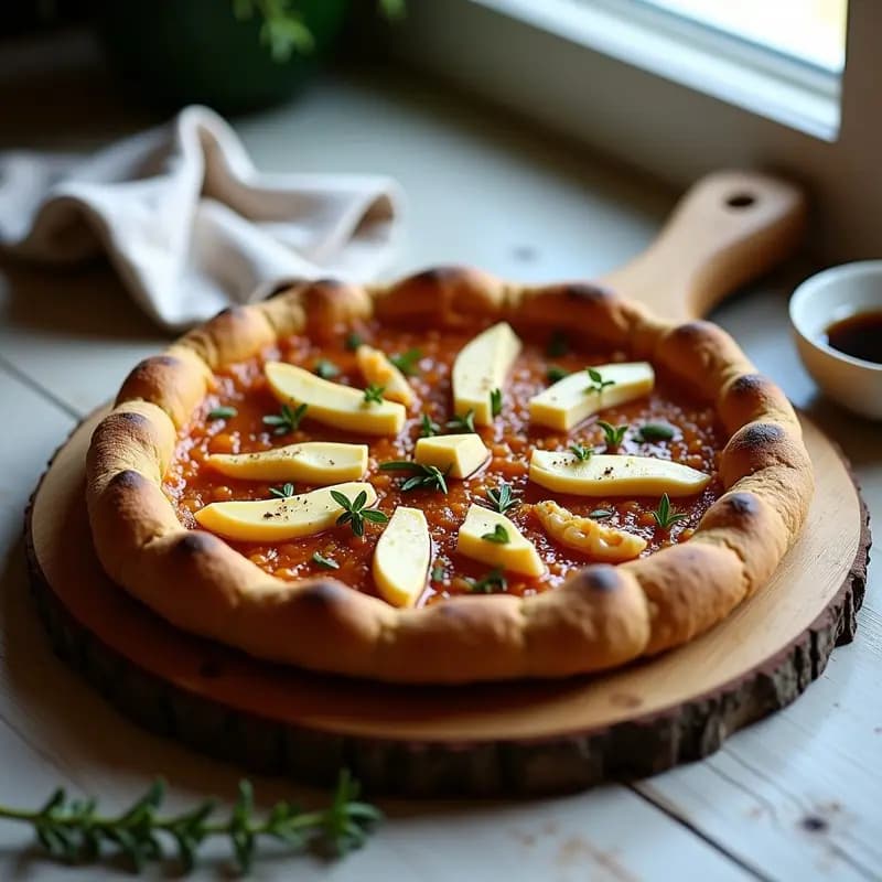 Tarte Flambée de Cebolla Caramelizada y Queso de Cabra: Receta Alsaciana Sin Masa Tradicional