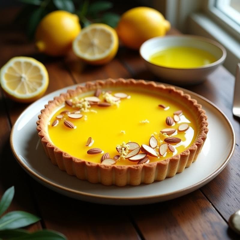 Tarte de Limón y Aceite de Oliva: Postre Francés Sin Lácteos y con Base de Almendras