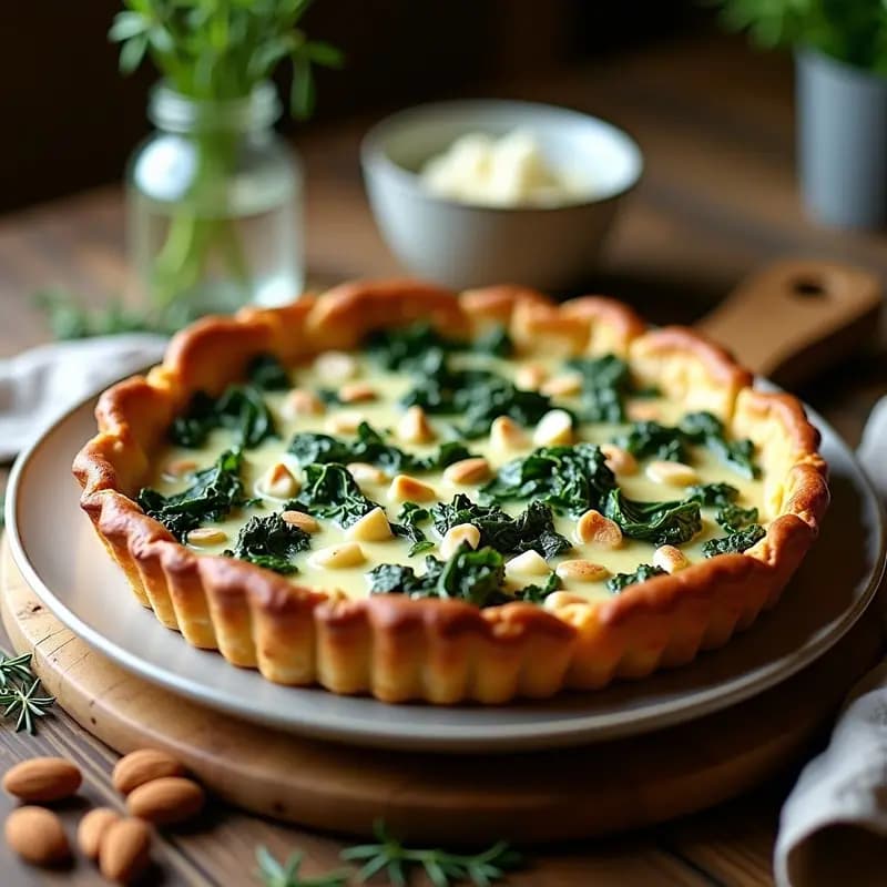 Tarte Salée de Espinacas y Queso de Cabra: Receta Francesa Elegante y Sin Harina