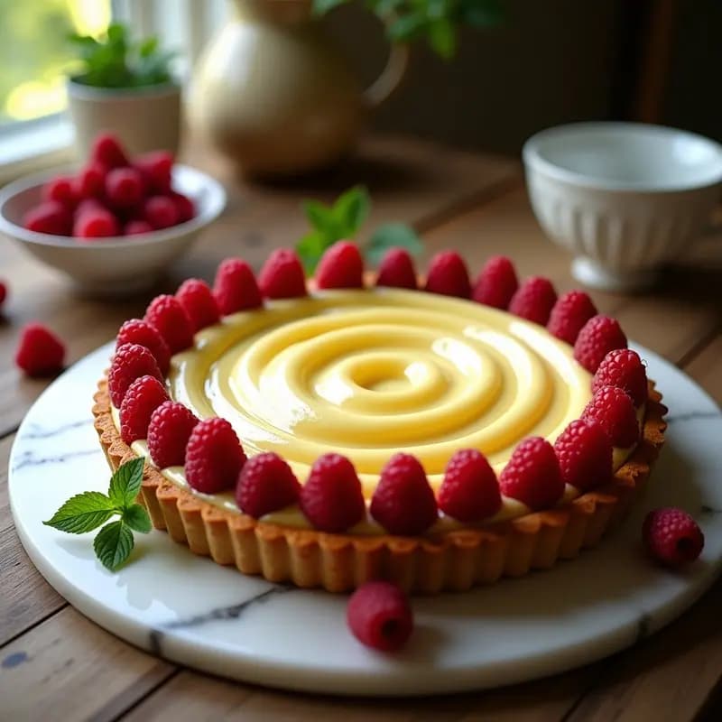 Tarte Salzbourg Austriaca con Crema de Vainilla y Frambuesas: Postre Imperial