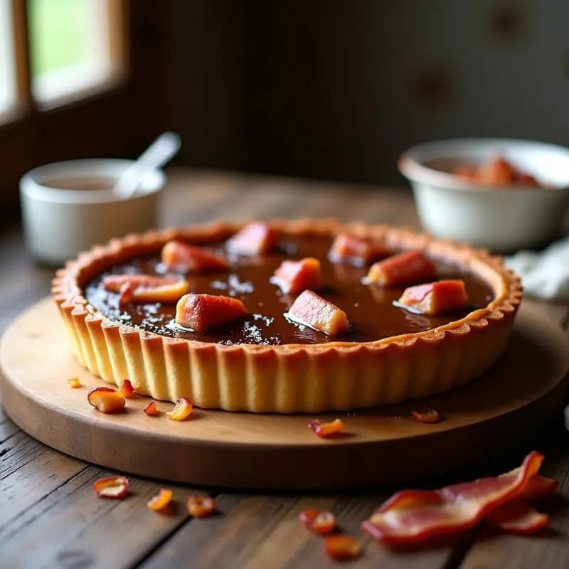 Tarte au Sucre entrampada con Bacon: Postre Belga Salado-Dulce y Sin Gluten