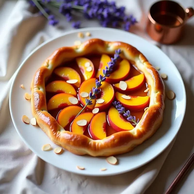 Tarte Tatin de Durazno y Lavanda: Postre Francés con Toque Floral y Sin Horno