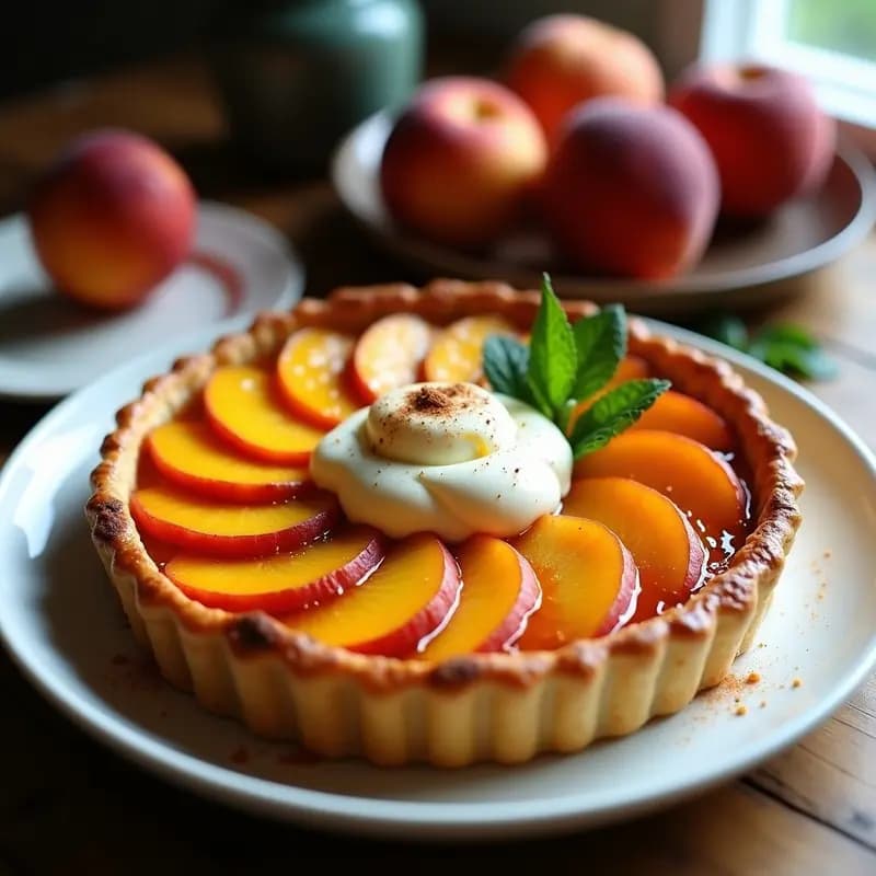 Tarte Tatin de Durazno y Ron: Postre Francés con Mascarpone Sin Lactosa