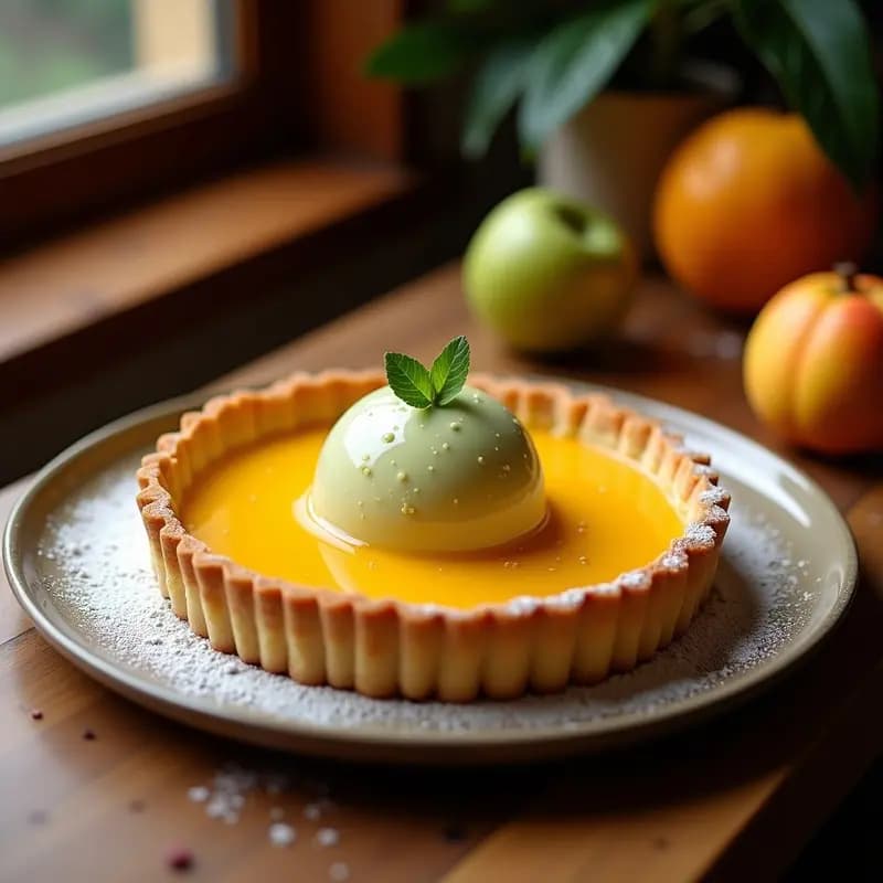 Tarte Tatin de Manzana y Cúrcuma con Helado de Matcha: Postre Francés-Japonés Sin Gluten