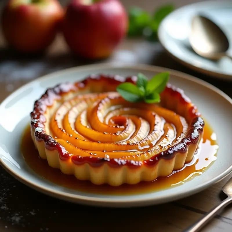 Tarte Tatin Francesa con Manzanas Caramelizadas: Postre Invertido y Elegante