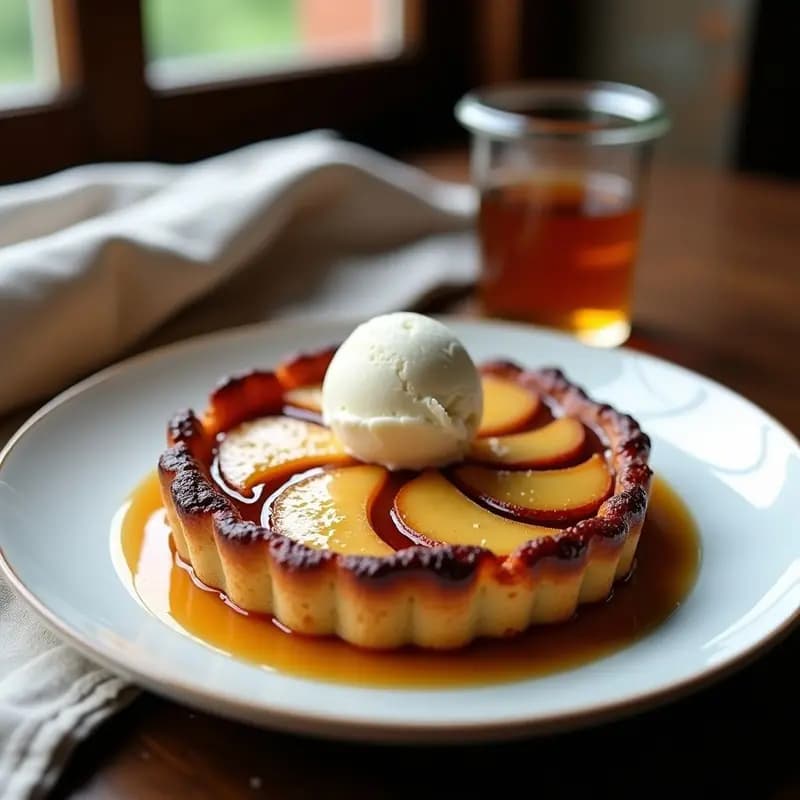 Tarte Tatin de Peras y Caramelo de Sidra: Receta Francesa Invertida en Sartén