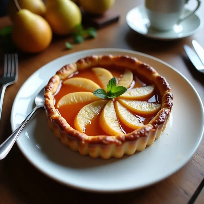 Tarte Tatin Francesa de Peras y Caramelo: Postre Clásico Sin Azúcar Refinado