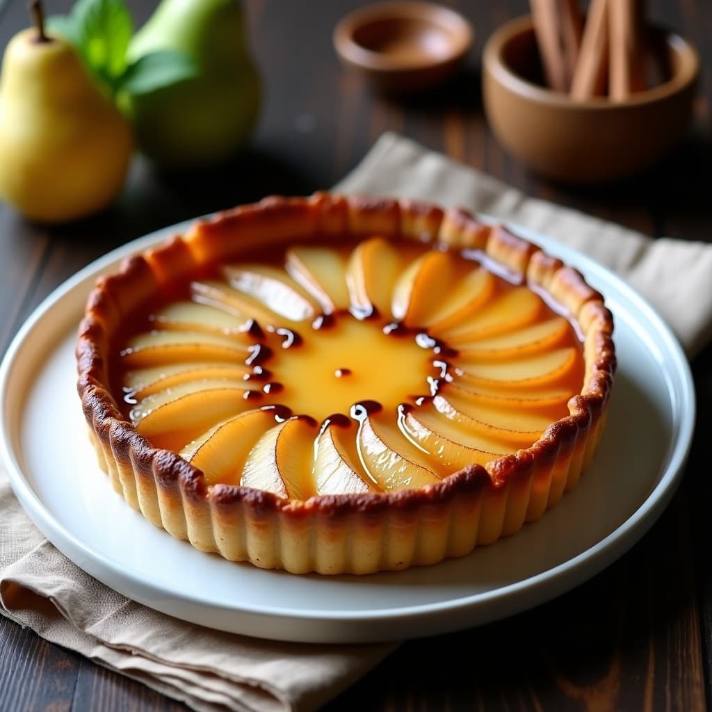 Tarte Tatin de Peras y Jengibre con Masa de Almendra: Postre Sin Gluten y Sin Azúcar