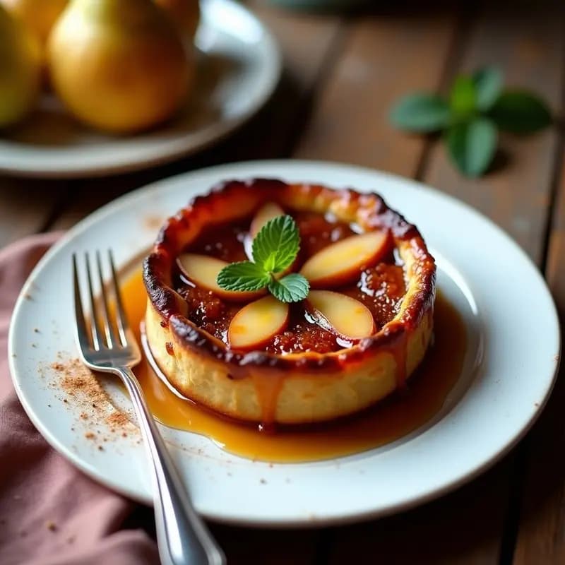 Tarte Tatin de Peras al Ron y Canela: Postre Francés Invertido y Sin Lácteos