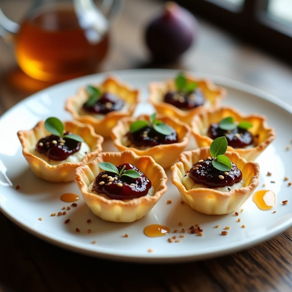 Tarteletas de Algas Wakame y Queso de Cabra con Mermelada de Higo: Entrante Gourmet Almuerzo