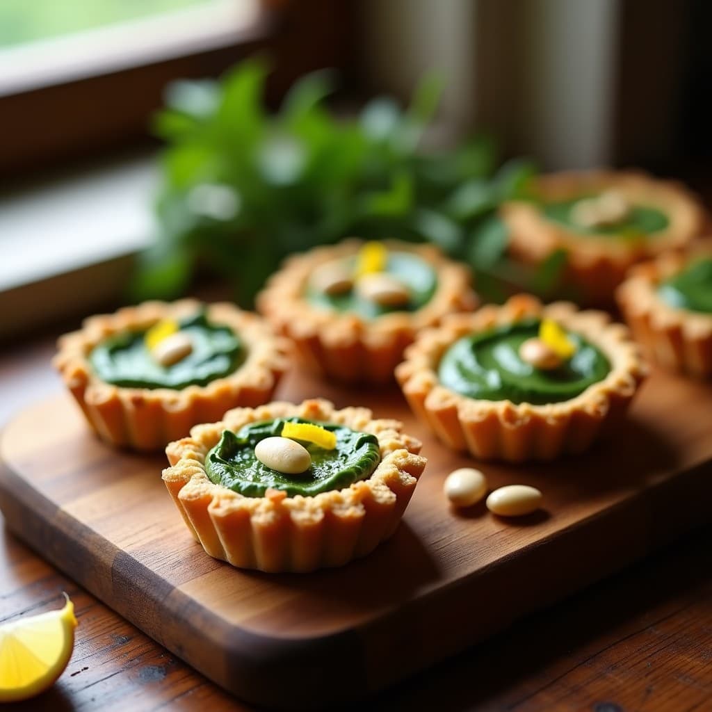 Tarteletas de Masa de Almendra con Crema de Espinacas y Piñones: Receta Keto Sin Horno