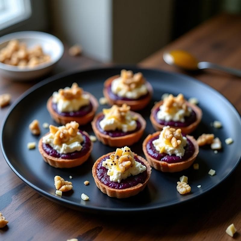 Tarteletas de Batata Morada y Queso Azul con Miel de Trufa: Postre Gourmet en Airfryer Sin Harina