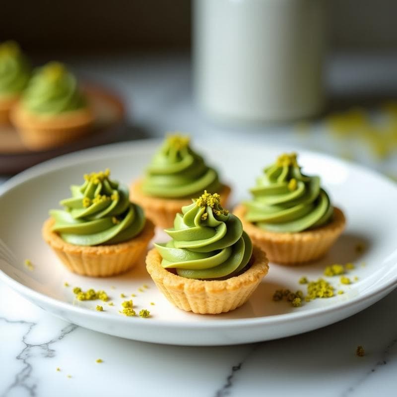 Tarteletas de Crema de Pistacho y Matcha: Receta Sin Horno en 20 Minutos con Toque Japanés