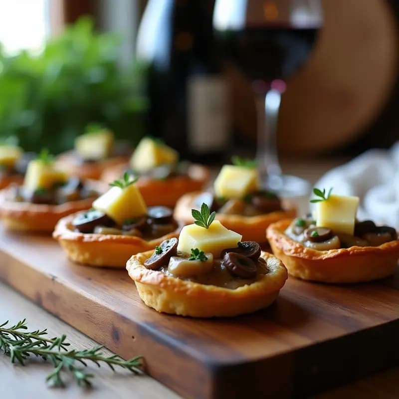 Tartelettes Francesas de Champiñones y Queso Brie: Aperitivo Gourmet con Hojaldre Integral