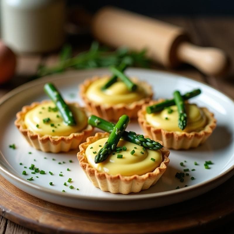 Tartelettes de Espárragos Blancos y Salsa Holandesa Vegana: Receta Francesa en Horno