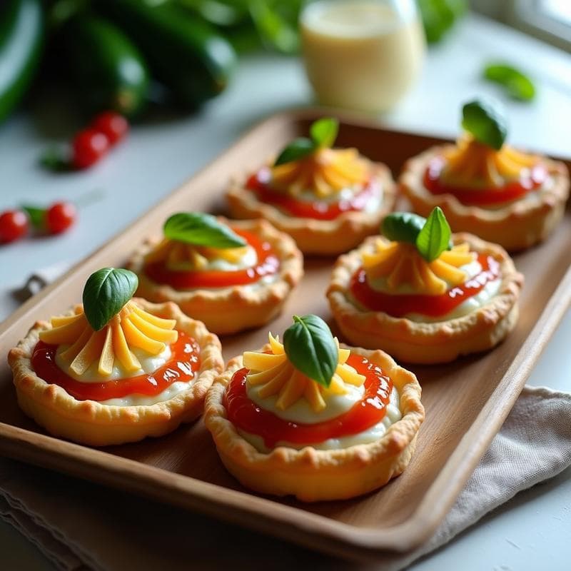 Tartelettes de Flor de Calabacín y Queso de Soja con Mermelada de Tomate Seco: Aperitivo Francés Vegano en 25 Minutos