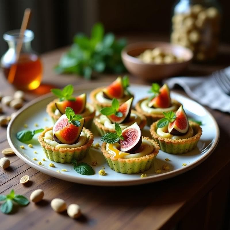 Tartelettes de Higos y Queso de Cabra con Masa de Pistacho: Receta Francesa Sin Horno