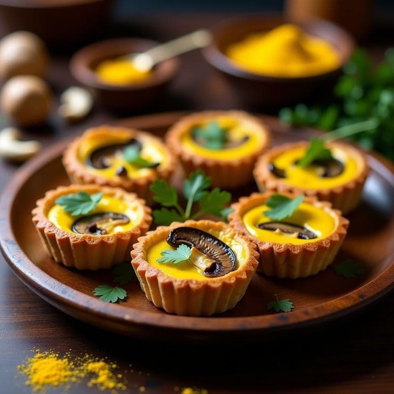 Tartelettes de Masarepa y Champiñones Portobello: Receta Colombiana Vegana con Queso de Cúrcuma