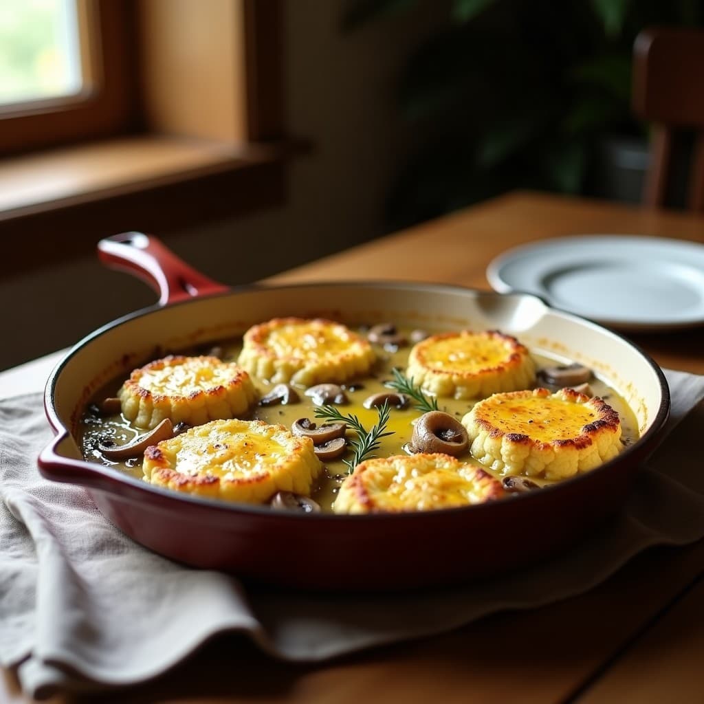 Tartiflette de Coliflor y Champiñones con Crema de Anacardos: Receta Francesa Vegana y Sin Gluten