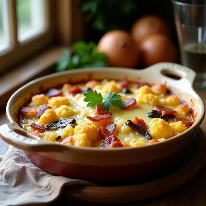 Tartiflette de Coliflor y Champiñones: Versión Keto de la Receta Francesa Tradicional