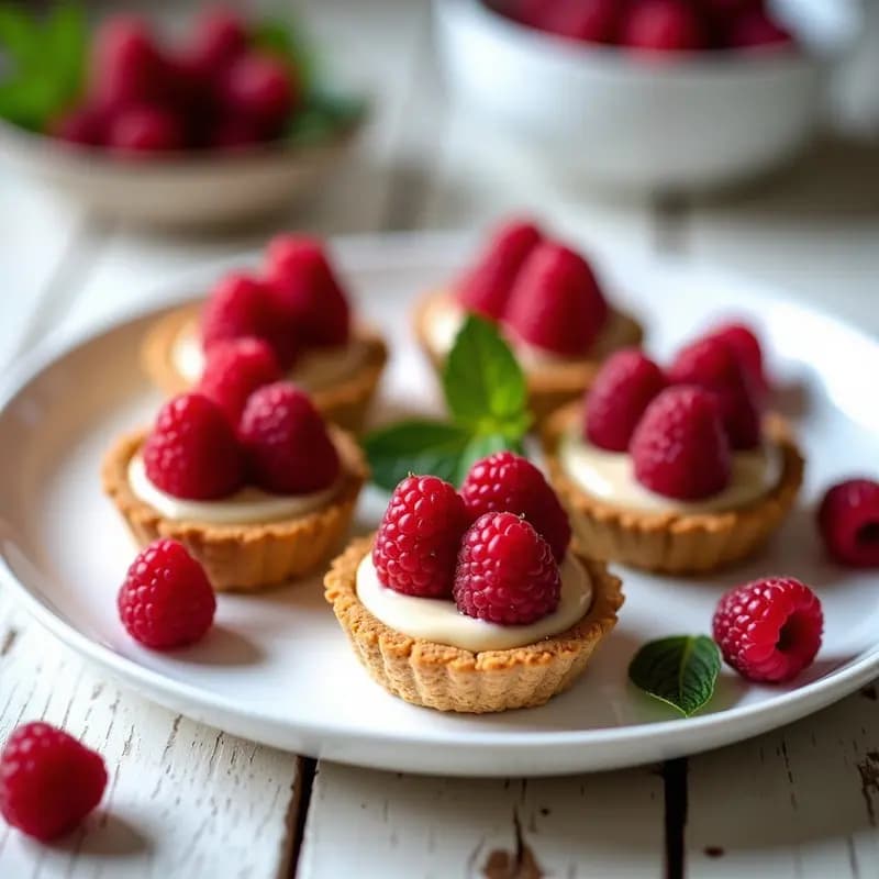 Tartitas de Base de Semillas de Lino con Crema de Anacardos y Frambuesas: Receta Crudivegana Sin Horno