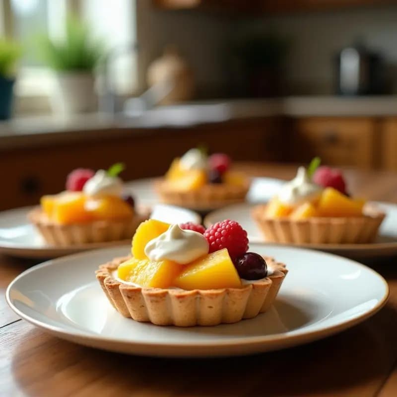 Tarts de Frutas Tropicales con Base de Coco y Crema de Anacardos: Postre Crudivegano