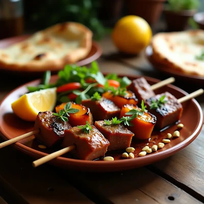 Tas kebabi Iraní de Cordero y Albaricoques Secos: Brochetas Dulces y Saladas en Parrilla