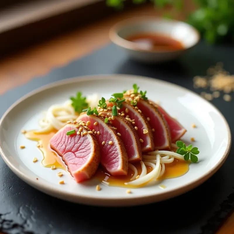 Tataki de Atún con Salsa Ponzu y Rábano Daikon: Entrante Japonés Gourmet en 15 Minutos