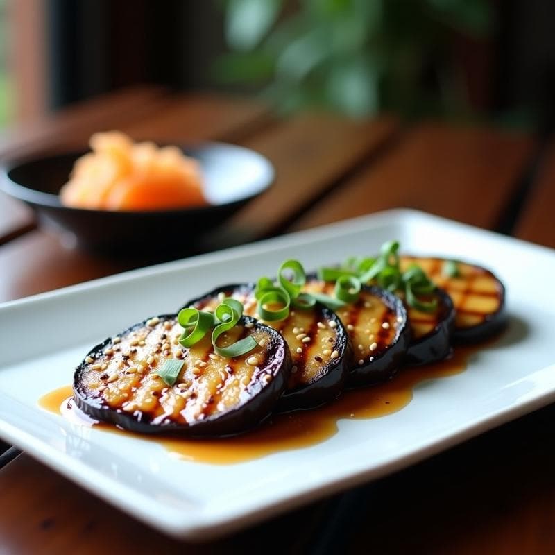 Tataki de Berenjena Ahumada con Glaseado de Miso: Receta Japonesa Vegana en 20 Minutos