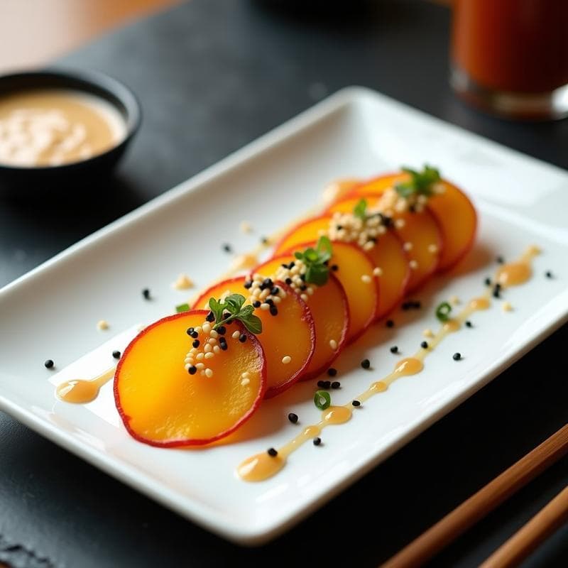 Tataki de Remolacha y Jengibre con Salsa de Sésamo: Entrante Japonés Vegano