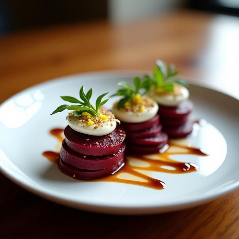 Tataki de Remolacha y Queso de Cabra: Receta Vegana con Reducción de Vinagre Balsámico