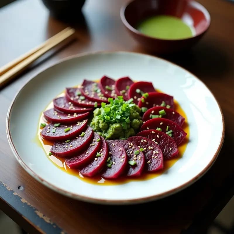 Tataki de Remolacha Vegano con Aderezo de Wasabi: Receta Japonesa Crujiente en 20 Minutos