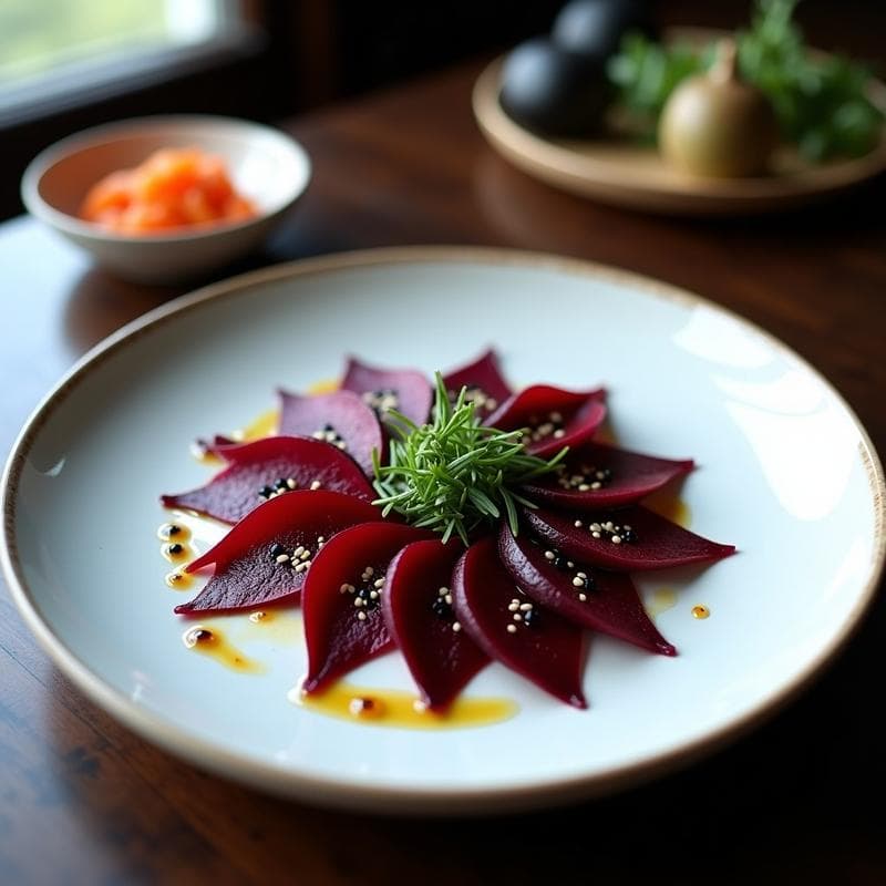Tataki de Remolacha Vegano Adobado: Receta Japonesa en 15 Minutos con Toque Ahumado