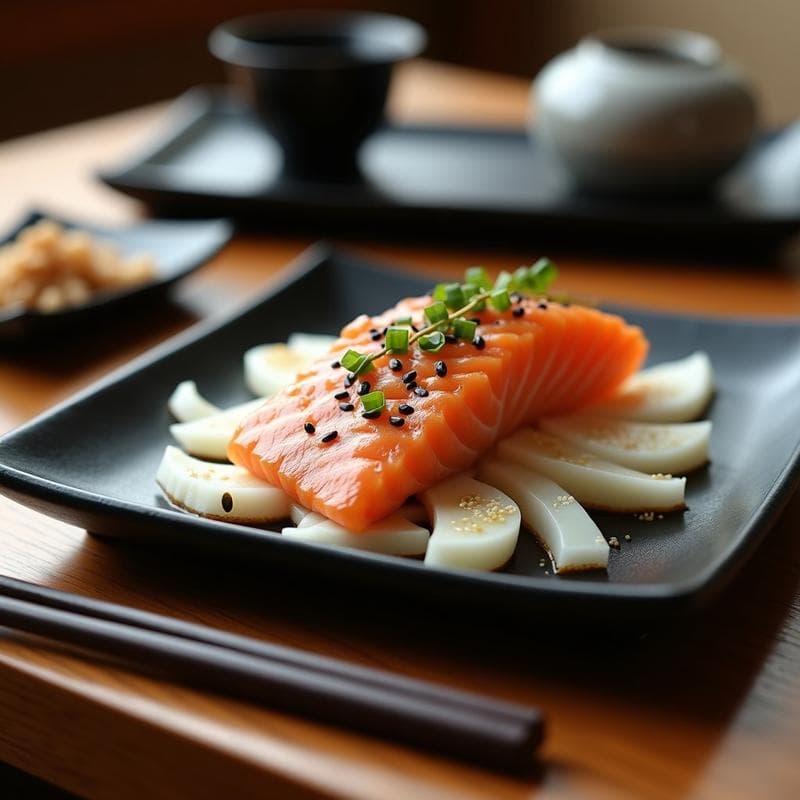 Tataki de Salmón con Salsa de Miso y Rábano Daikon: Receta Japonesa en Airfryer
