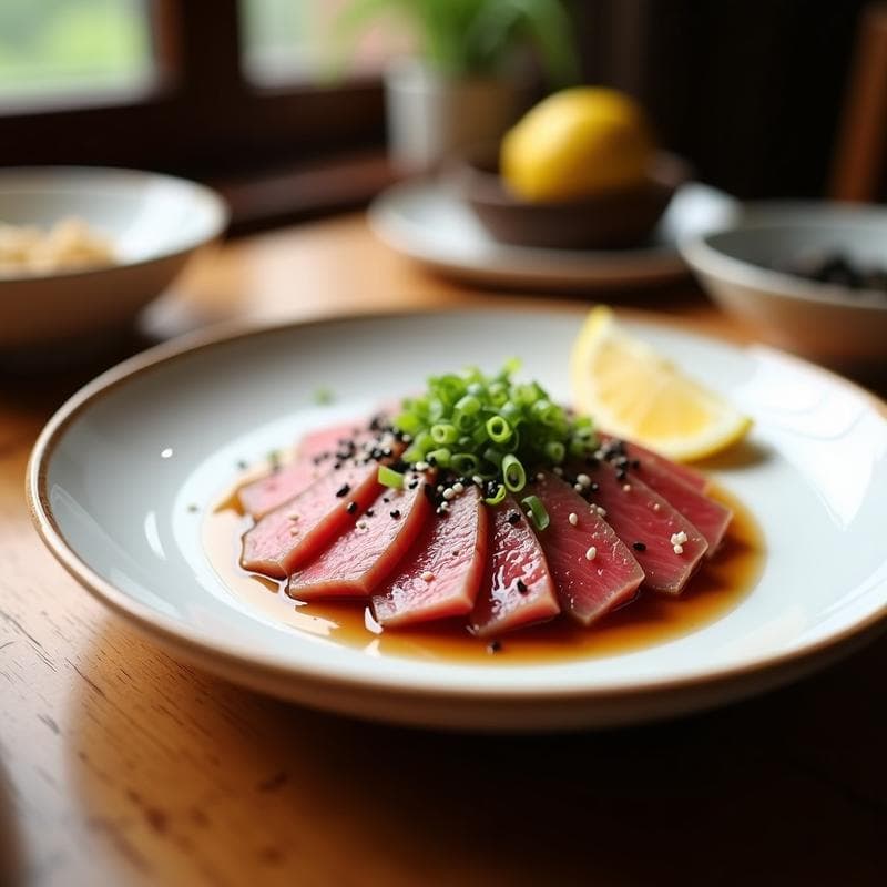 Tataki de Ternera: Receta Japonesa Marinada en Salsa de Soja y Jengibre en 15 Minutos