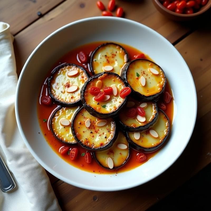 Tatim de Berenjena y Queso de Castañas: Receta Iraní Vegana en Olla Express con Toque Ahumado